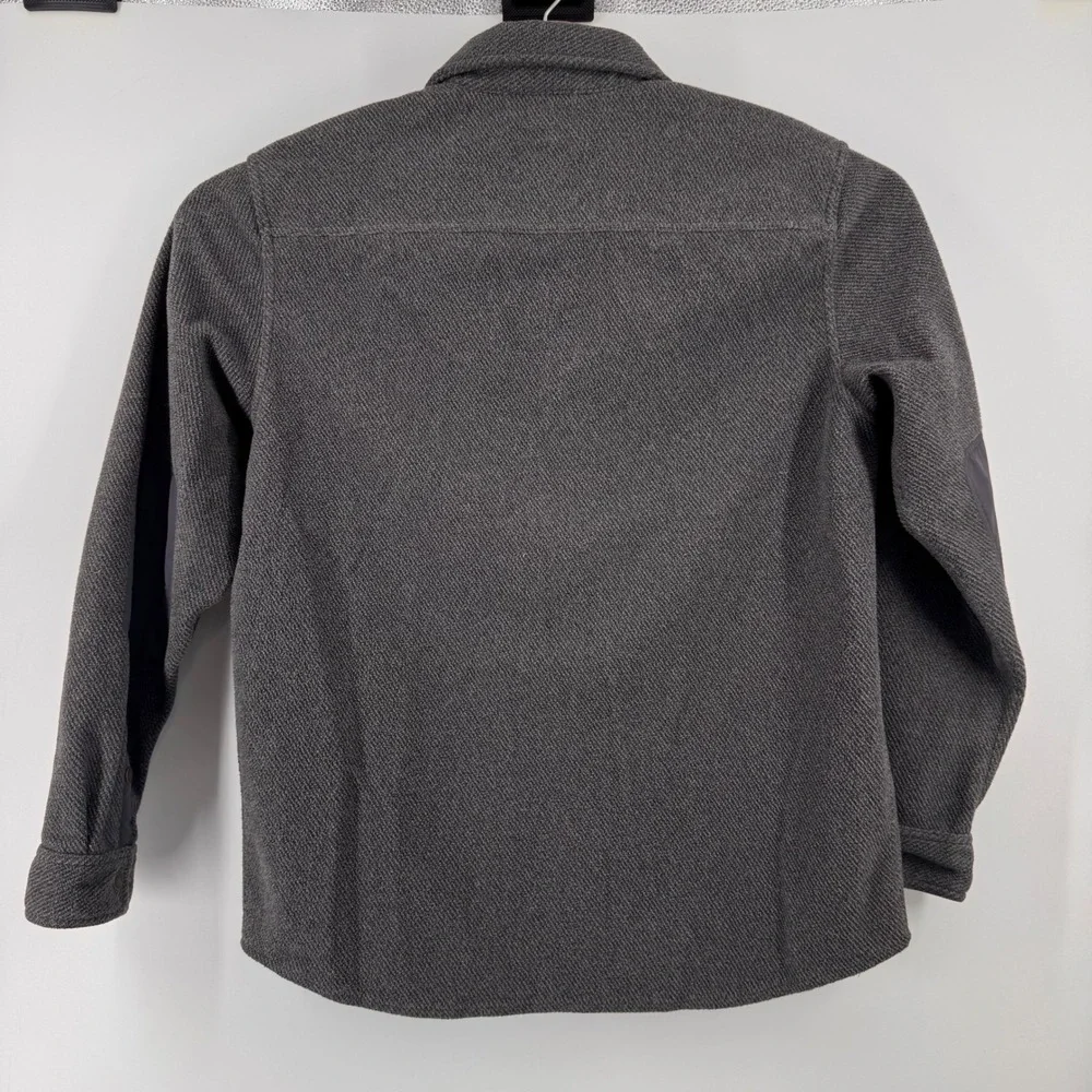 LL Bean Shirt Jacket Mens Medium Gray Fleece Elbow Patches Utility 508090